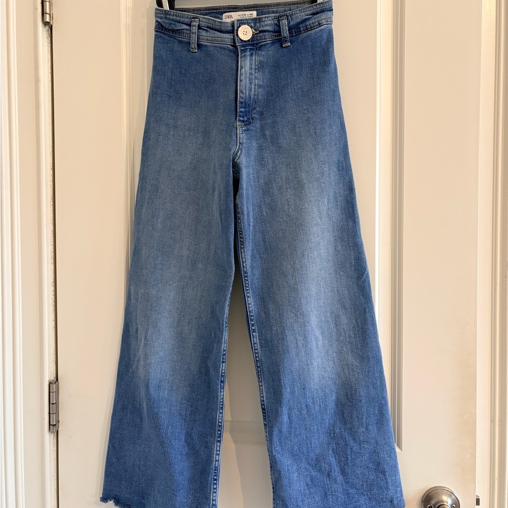 Zara Sailor Light Blue Wide-Leg Jeans